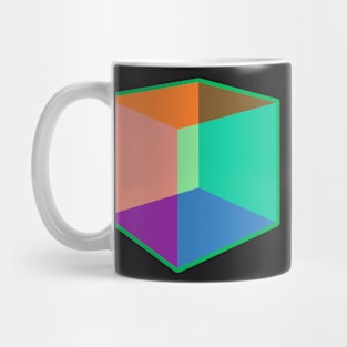 Color Cube Pattern on Green Mug